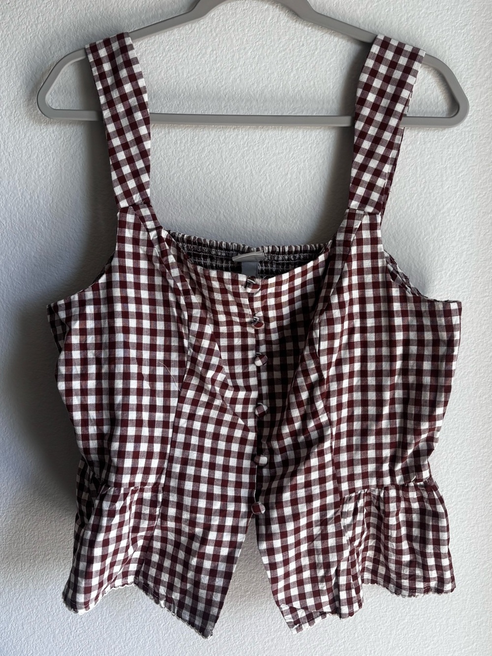 Brown Gingham Square-Neck Top - A New Day - Picture 2 of 6